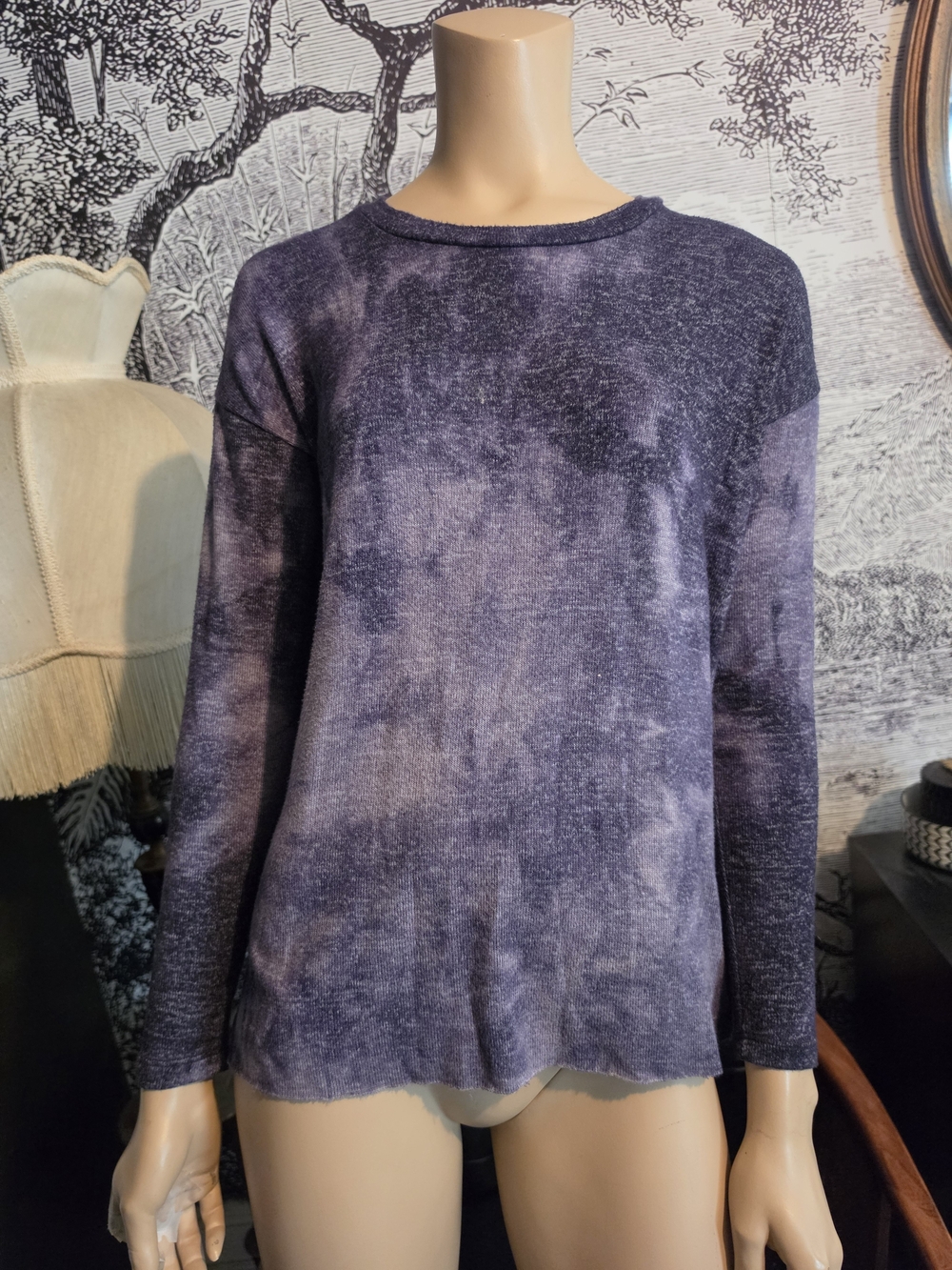 American Eagle Soft & Sexy Plush Purple Tie Dye Crewneck Sweatshirt - Size XS